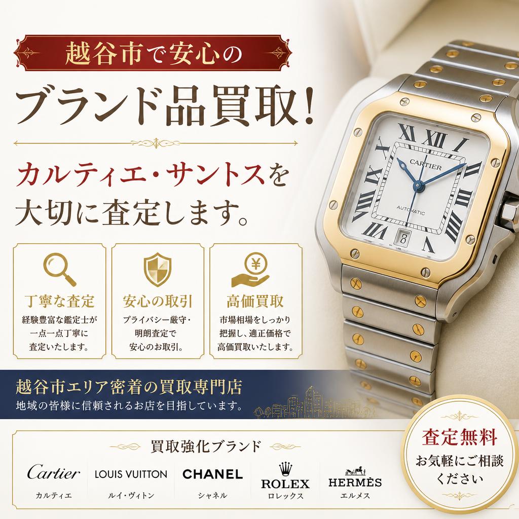 越谷市で安心のブランド品買取！カルティエ・サントスを大切に査定します。