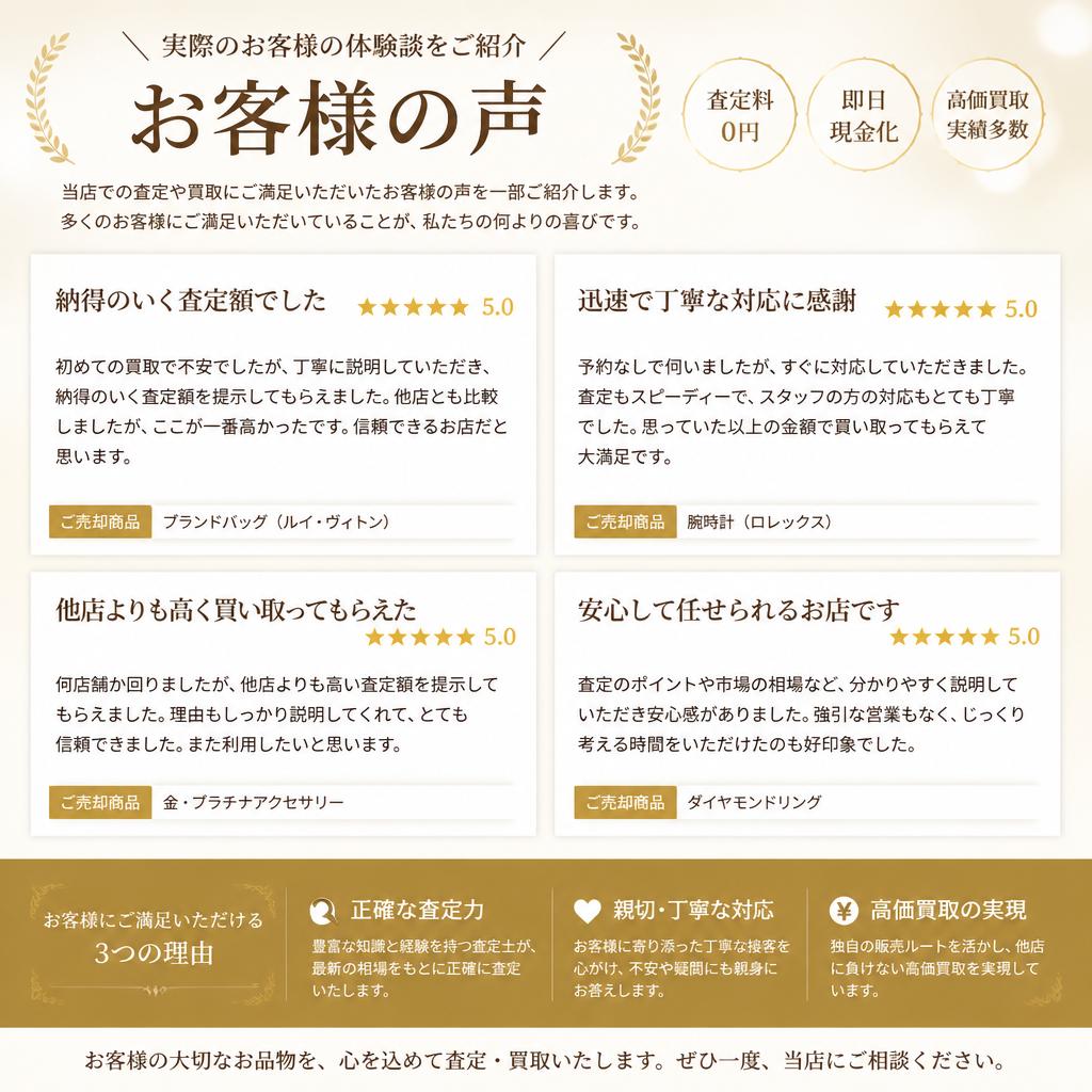 お客様の声：満足な買取体験