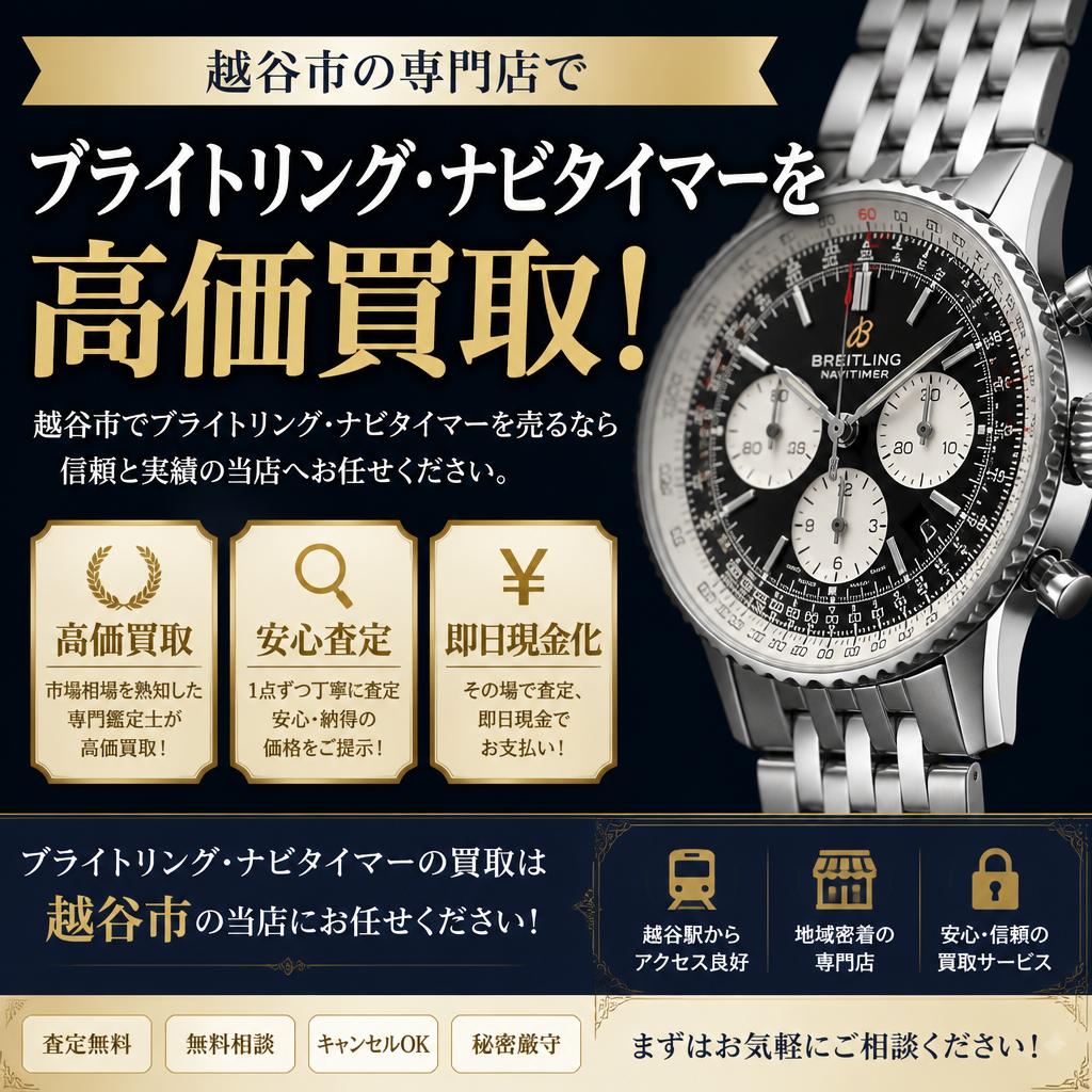 越谷市の専門店で、ブライトリング・ナビタイマーを高価買取!