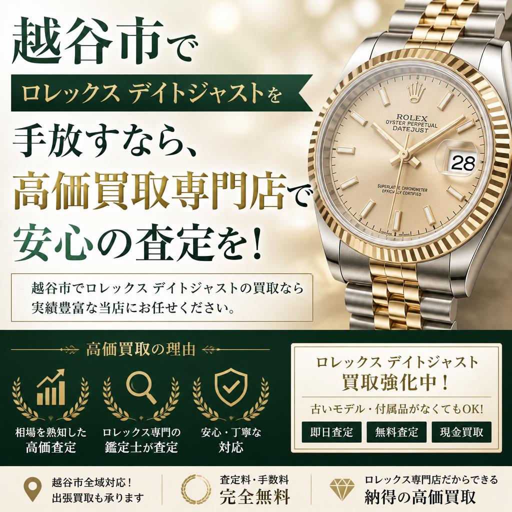越谷市でロレックスデイトジャストを手放すなら、高価買取専門店で安心の査定を！