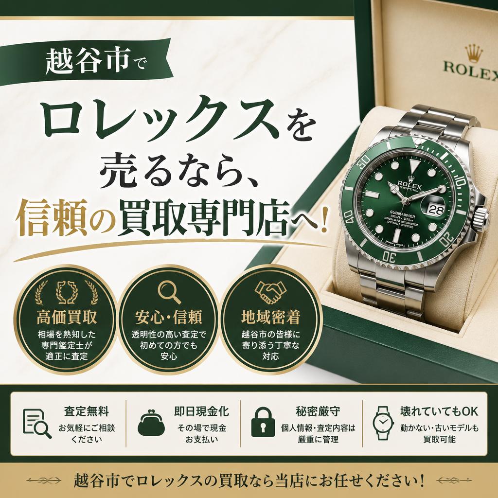 越谷市でロレックスを売るなら、信頼の買取専門店へ！