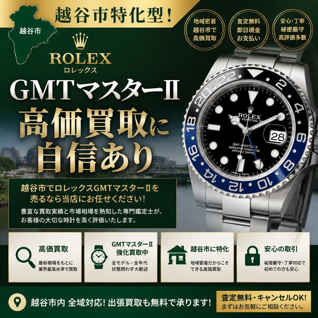 越谷市特化型！ロレックスGMTマスターⅡの高価買取に自信あり