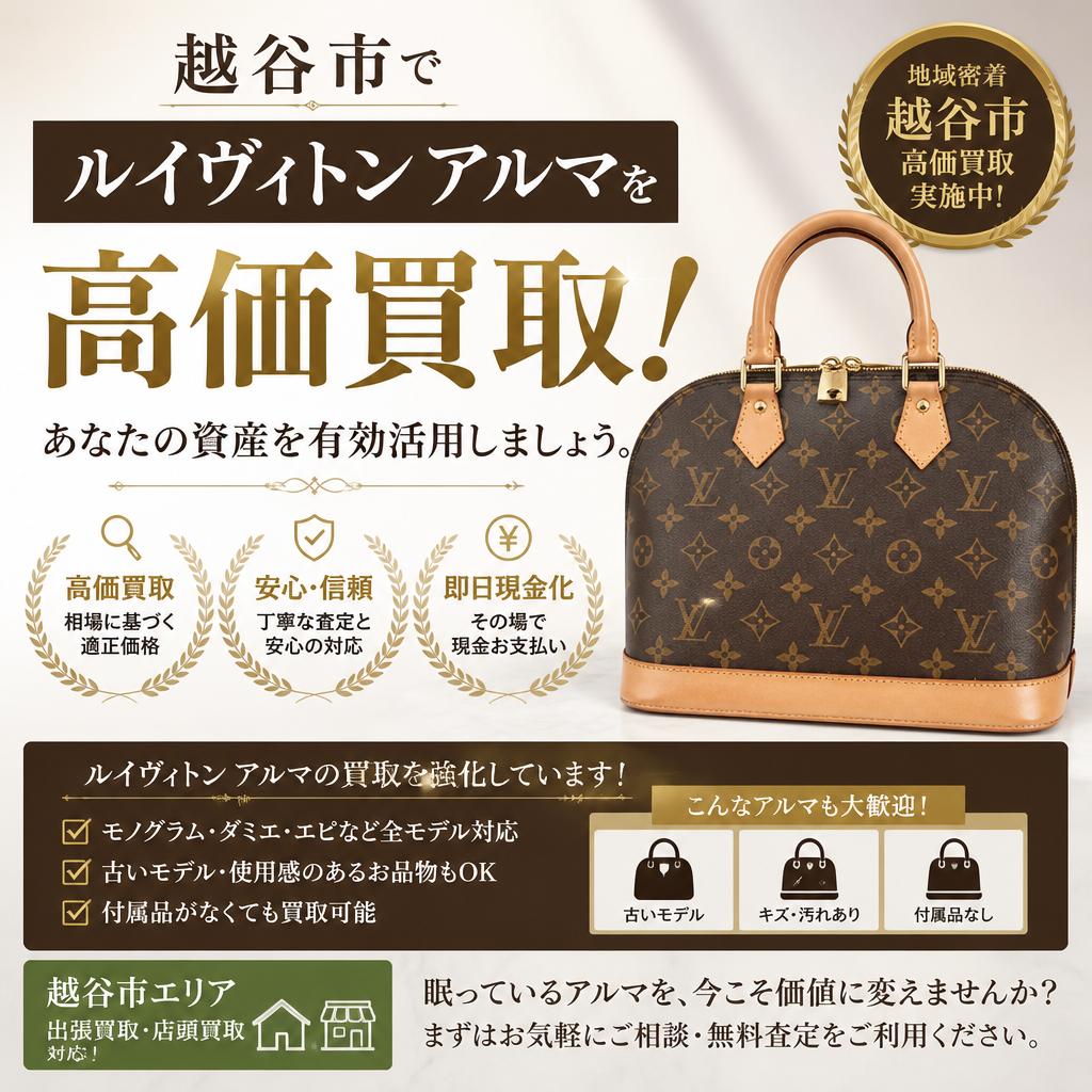 越谷市でルイヴィトンアルマを高価買取！あなたの資産を有効活用しましょう。