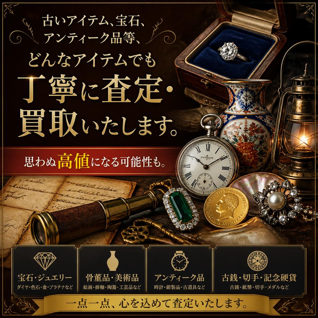 アンティークや宝石もお任せください