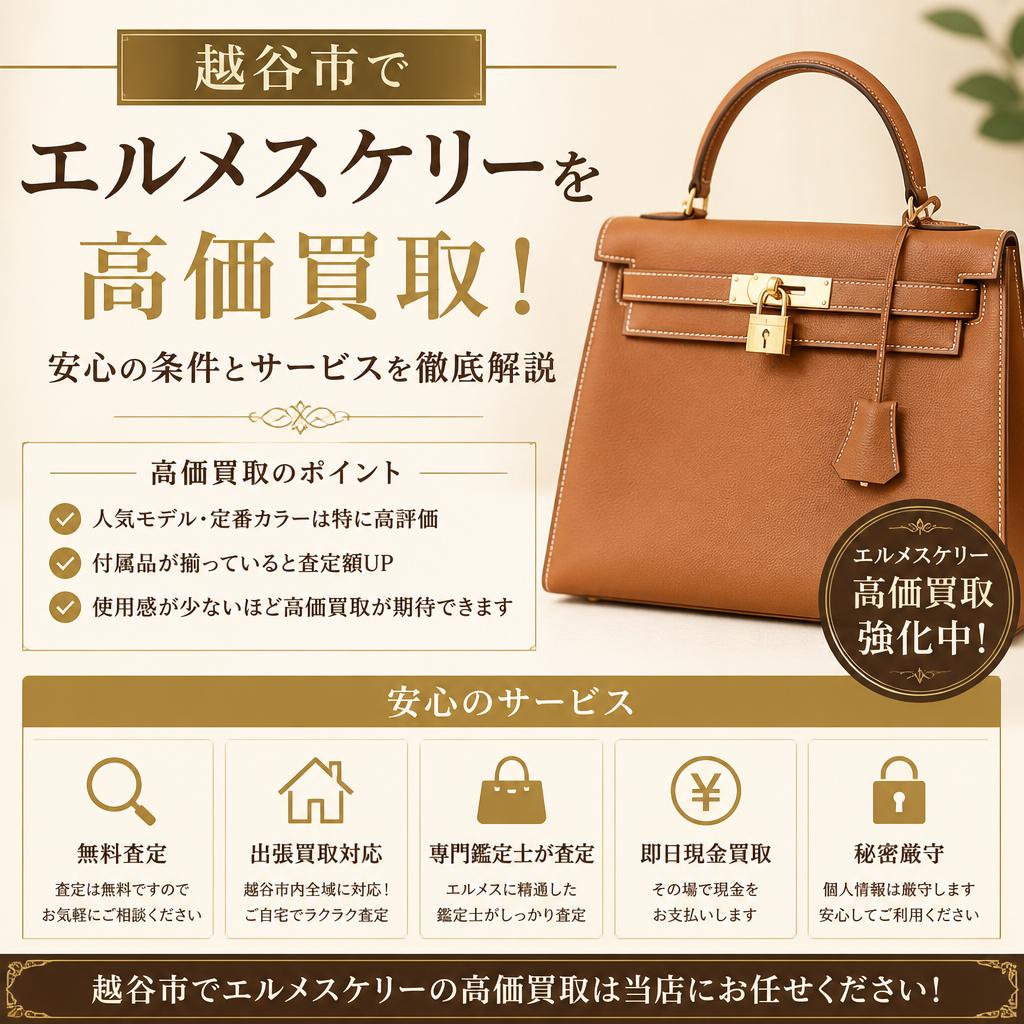 越谷市でエルメスケリーを高価買取！安心の条件とサービスを徹底解説
