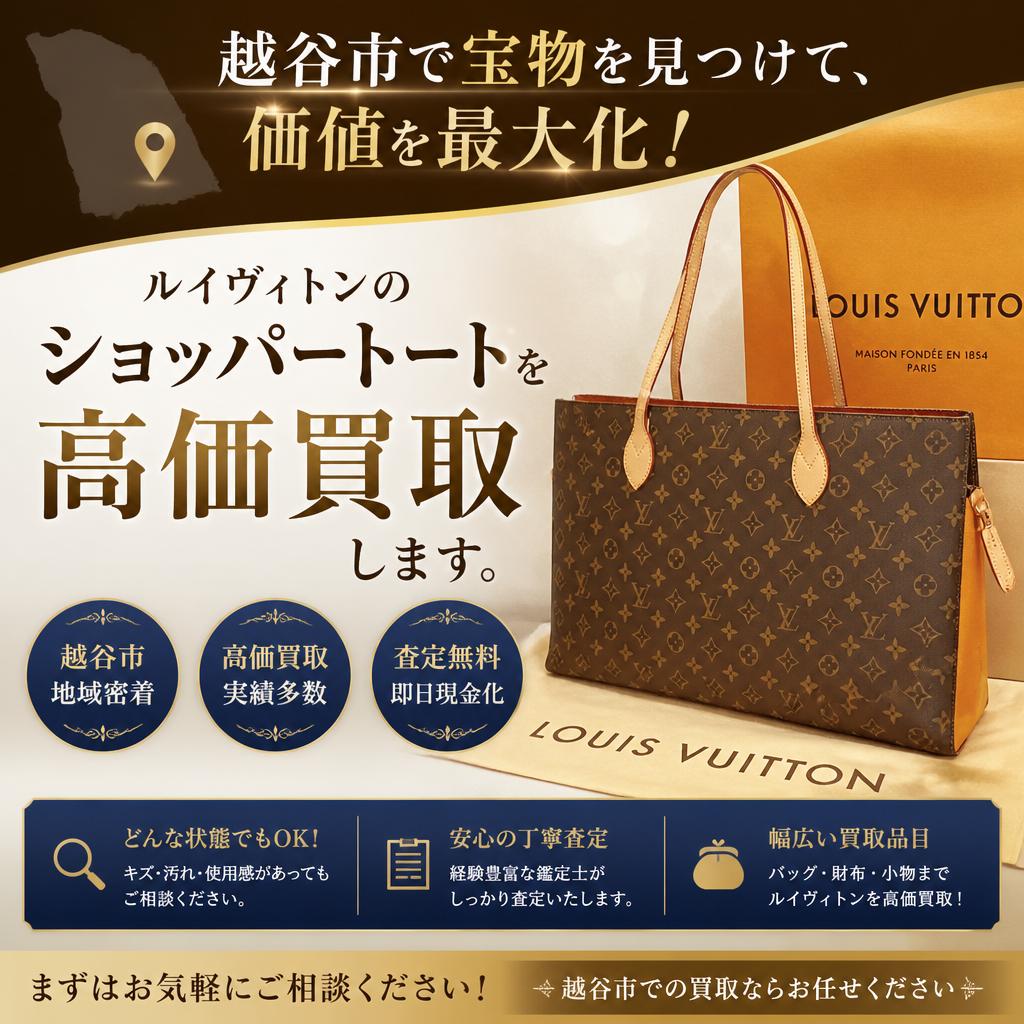越谷市で宝物を見つけて、価値を最大化！ルイヴィトンのショッパートートを高価買取します。